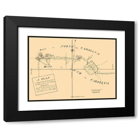 North Carolina South Carolina Boundaries -1777 Black Modern Wood Framed Art Print with Double Matting by Unknown