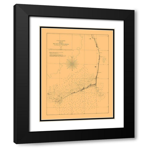 North Carolina Coast - Bache 1861  Black Modern Wood Framed Art Print with Double Matting by Bache