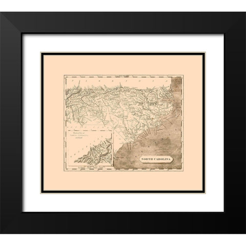 North Carolina - Lewis 1805  Black Modern Wood Framed Art Print with Double Matting by Lewis