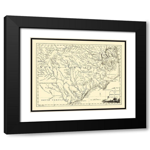 North Carolina -1779 Black Modern Wood Framed Art Print with Double Matting by Unknown