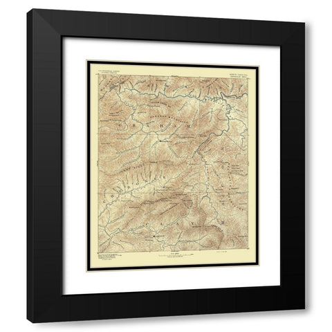Nantahalah Sheet North Carolina - USGS 1885  Black Modern Wood Framed Art Print with Double Matting by USGS