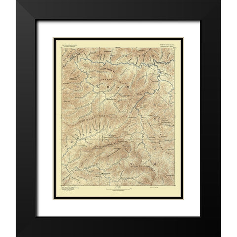 Nantahalah Sheet North Carolina - USGS 1885  Black Modern Wood Framed Art Print with Double Matting by USGS