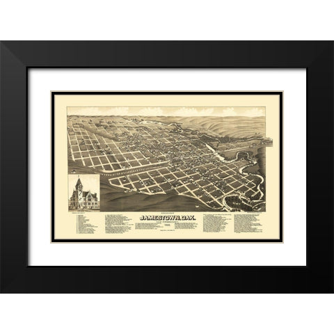 Jamestown North Dakota - Stoner 1883 Black Modern Wood Framed Art Print with Double Matting by Stoner
