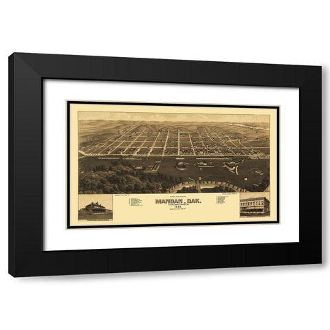 Mandan North Dakota - Stoner 1883 Black Modern Wood Framed Art Print with Double Matting by Stoner