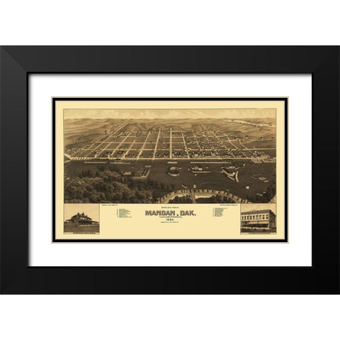Mandan North Dakota - Stoner 1883 Black Modern Wood Framed Art Print with Double Matting by Stoner