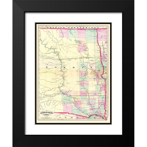 Dakota Territory - Asher  1874 Black Modern Wood Framed Art Print with Double Matting by Asher