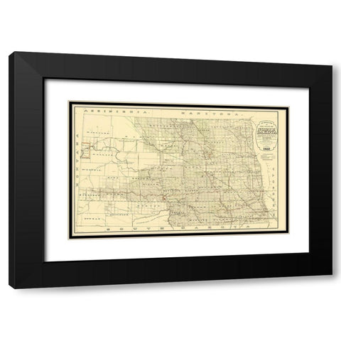 North Dakota Railroads - Higbee 1892 Black Modern Wood Framed Art Print with Double Matting by Higbee