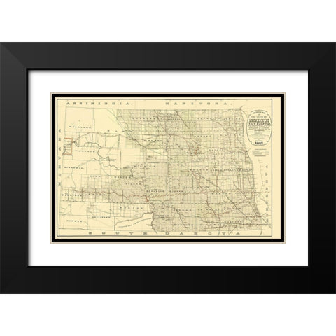 North Dakota Railroads - Higbee 1892 Black Modern Wood Framed Art Print with Double Matting by Higbee
