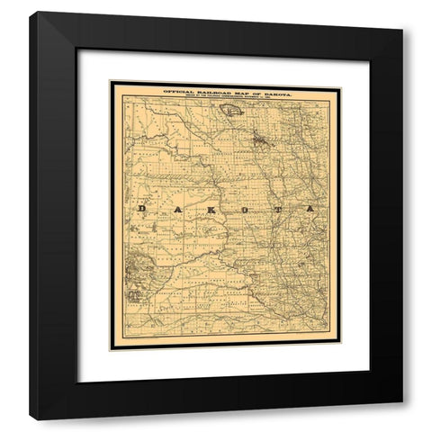 North Dakota South Dakota -Rand McNally 1886  Black Modern Wood Framed Art Print with Double Matting by Rand McNally