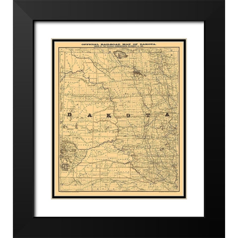 North Dakota South Dakota -Rand McNally 1886  Black Modern Wood Framed Art Print with Double Matting by Rand McNally