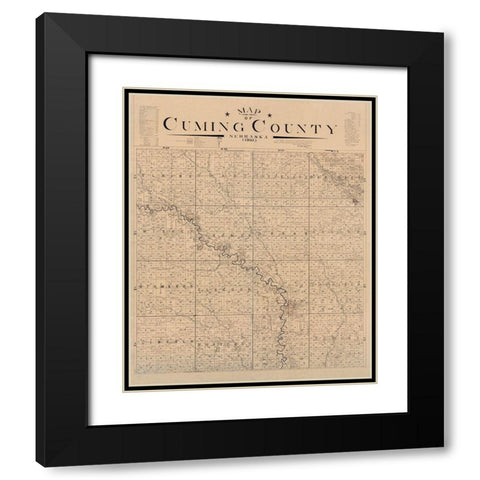 Cuming County Nebraska - Heller 1901  Black Modern Wood Framed Art Print with Double Matting by Heller