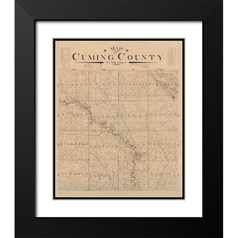 Cuming County Nebraska - Heller 1901  Black Modern Wood Framed Art Print with Double Matting by Heller