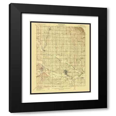 Falls City Nebraska Quad - USGS 1915 Black Modern Wood Framed Art Print with Double Matting by USGS