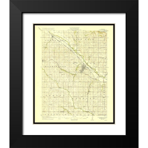 Howe Nebraska Quad - USGS 1915 Black Modern Wood Framed Art Print with Double Matting by USGS