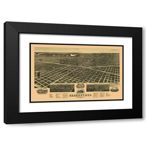 Kearney Nebraska - American Pub Co 1889 Black Modern Wood Framed Art Print with Double Matting by American Pub Co