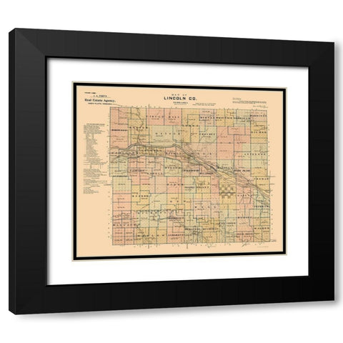 Lincoln County Nebraska - Fort 1894  Black Modern Wood Framed Art Print with Double Matting by Fort