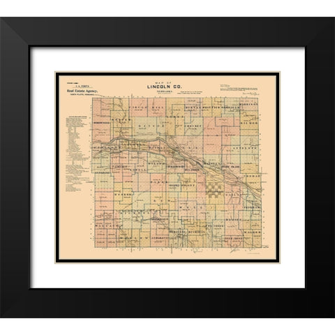Lincoln County Nebraska - Fort 1894  Black Modern Wood Framed Art Print with Double Matting by Fort