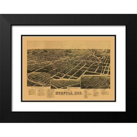 Norfolk Nebraska - American Pub Co 1889 Black Modern Wood Framed Art Print with Double Matting by American Pub Co