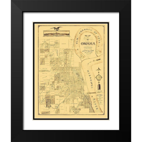 Omaha Nebraska - Bemis 1876 Black Modern Wood Framed Art Print with Double Matting by Bemis
