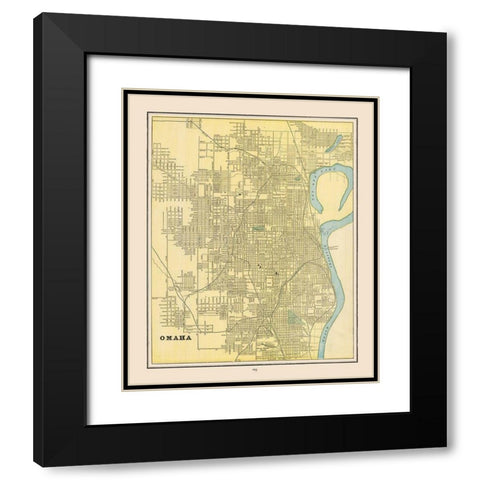 Omaha  Nebraska - Cram 1892 Black Modern Wood Framed Art Print with Double Matting by Cram