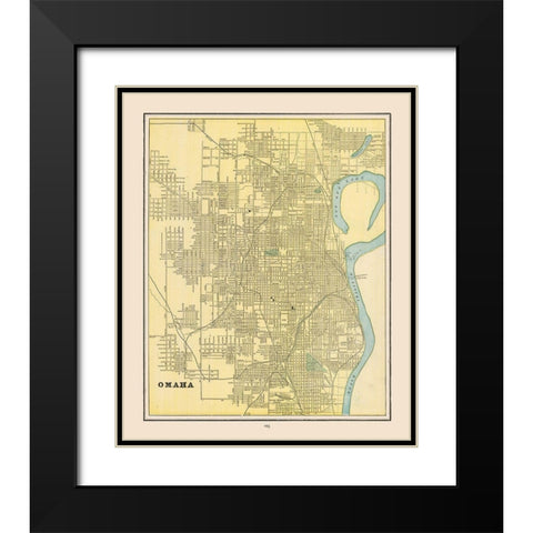 Omaha  Nebraska - Cram 1892 Black Modern Wood Framed Art Print with Double Matting by Cram