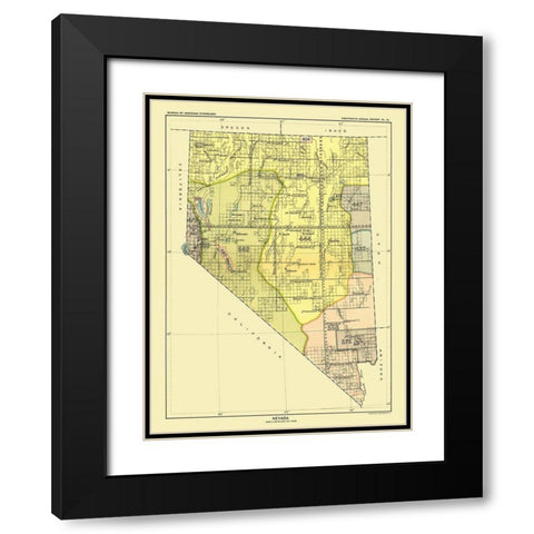 Nevada - Pyramid Lake - Hoen 1896 Black Modern Wood Framed Art Print with Double Matting by Hoen