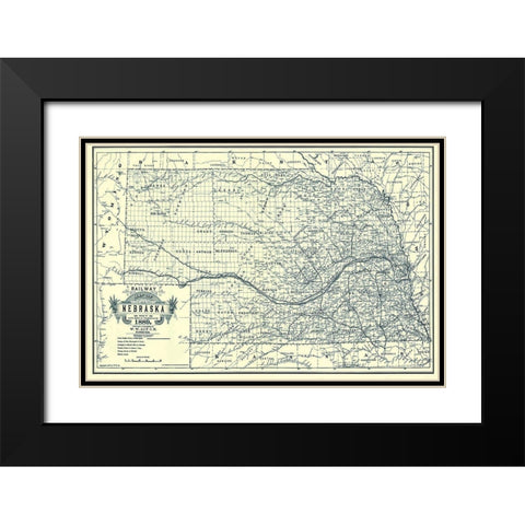 Nebraska Railway - Alt 1889 Black Modern Wood Framed Art Print with Double Matting by Alt