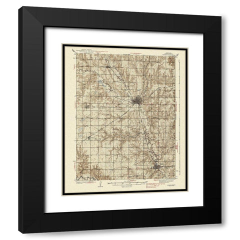 Seward Nebraska Quad - USGS 1939 Black Modern Wood Framed Art Print with Double Matting by USGS
