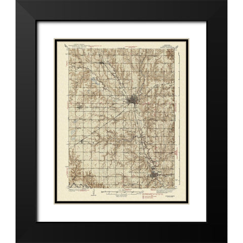 Seward Nebraska Quad - USGS 1939 Black Modern Wood Framed Art Print with Double Matting by USGS