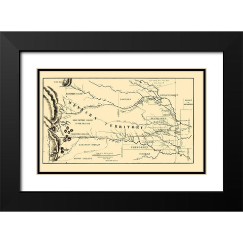 Western Territory Indian Lands - Dodge 1835 Black Modern Wood Framed Art Print with Double Matting by Dodge