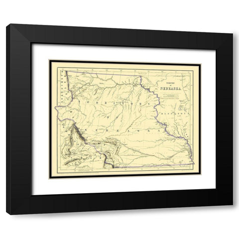 Nebraska Territory - Rogers 1857 Black Modern Wood Framed Art Print with Double Matting by Rogers