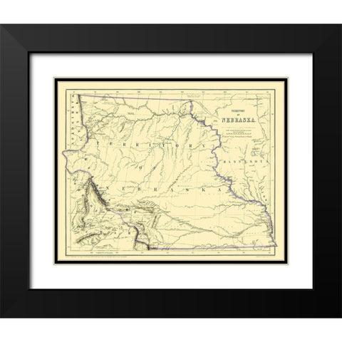 Nebraska Territory - Rogers 1857 Black Modern Wood Framed Art Print with Double Matting by Rogers