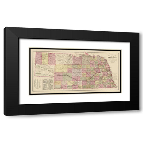 Nebraska - Everts 1885 Black Modern Wood Framed Art Print with Double Matting by Everts