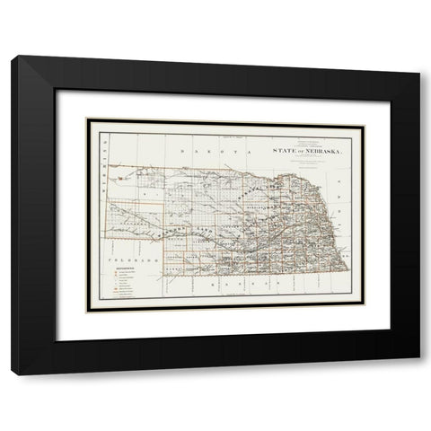 Nebraska - Williamson 1879 Black Modern Wood Framed Art Print with Double Matting by Williamson