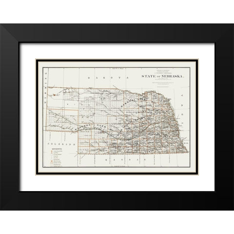 Nebraska - Williamson 1879 Black Modern Wood Framed Art Print with Double Matting by Williamson