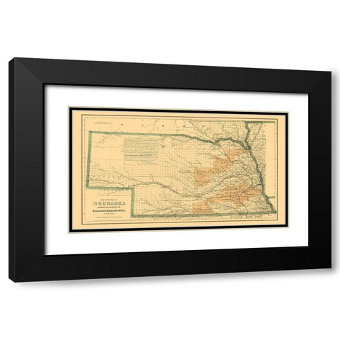 Burlington and Missouri River Railroad  1876 Black Modern Wood Framed Art Print with Double Matting by Colton