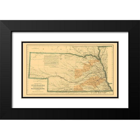 Burlington and Missouri River Railroad  1876 Black Modern Wood Framed Art Print with Double Matting by Colton