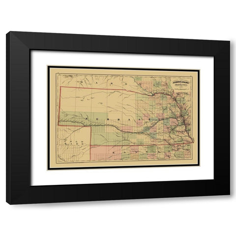 Nebraska - Asher  1874 Black Modern Wood Framed Art Print with Double Matting by Asher