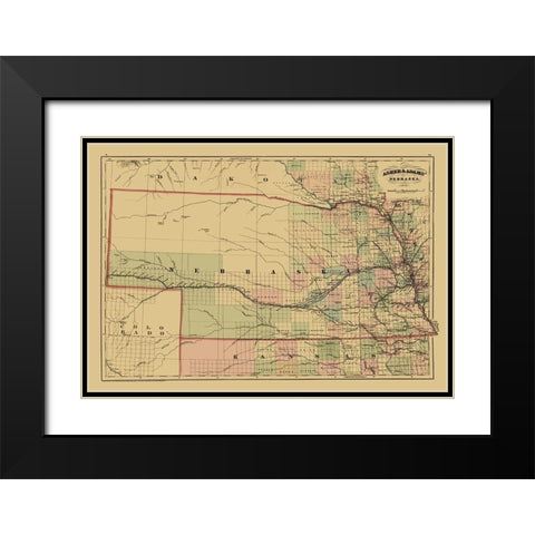Nebraska - Asher  1874 Black Modern Wood Framed Art Print with Double Matting by Asher