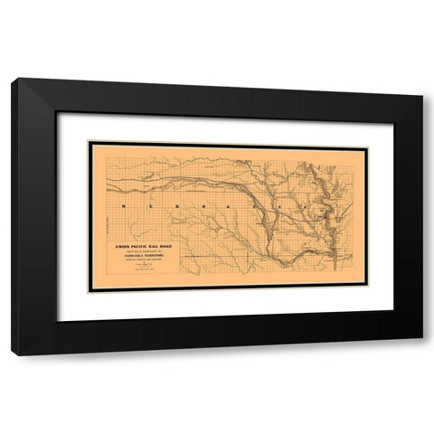 Union Pacific Railroad, Nebraska Territory 1865 Black Modern Wood Framed Art Print with Double Matting by Dey