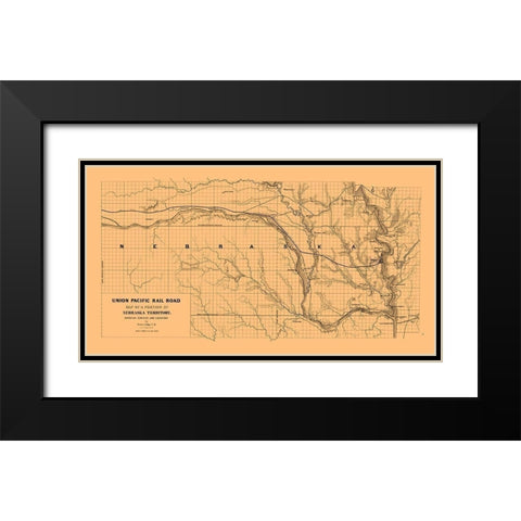 Union Pacific Railroad, Nebraska Territory 1865 Black Modern Wood Framed Art Print with Double Matting by Dey