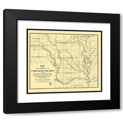 Pacific Railroad, Platte Valley - Seymour 1865 Black Modern Wood Framed Art Print with Double Matting by Seymour