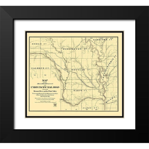 Pacific Railroad, Platte Valley - Seymour 1865 Black Modern Wood Framed Art Print with Double Matting by Seymour