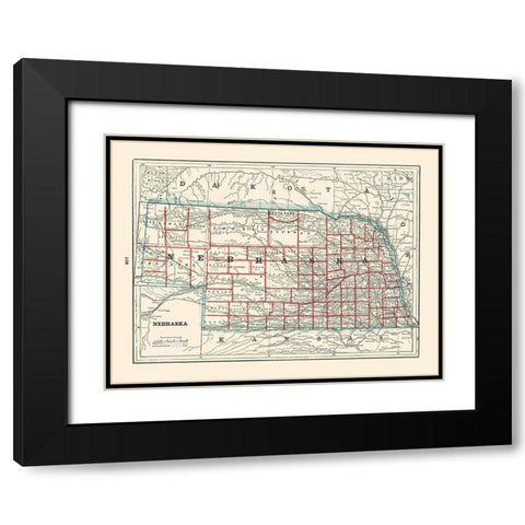 Nebraska - Rathbun 1893 Black Modern Wood Framed Art Print with Double Matting by Rathbun