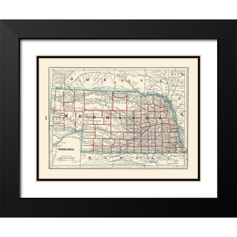Nebraska - Rathbun 1893 Black Modern Wood Framed Art Print with Double Matting by Rathbun