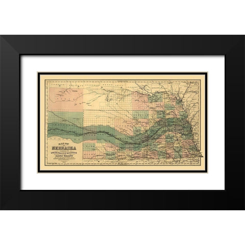 Nebraska - Page 1880  Black Modern Wood Framed Art Print with Double Matting by Page