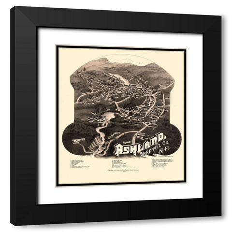 Ashland New Hampshire - Norris 1883  Black Modern Wood Framed Art Print with Double Matting by Norris