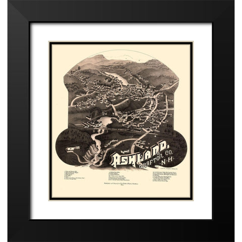 Ashland New Hampshire - Norris 1883  Black Modern Wood Framed Art Print with Double Matting by Norris