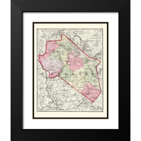 Belknap New Hampshire - Walling 1877 Black Modern Wood Framed Art Print with Double Matting by Walling