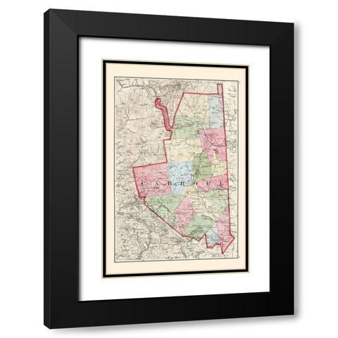 Carroll New Hampshire - Walling 1877 Black Modern Wood Framed Art Print with Double Matting by Walling